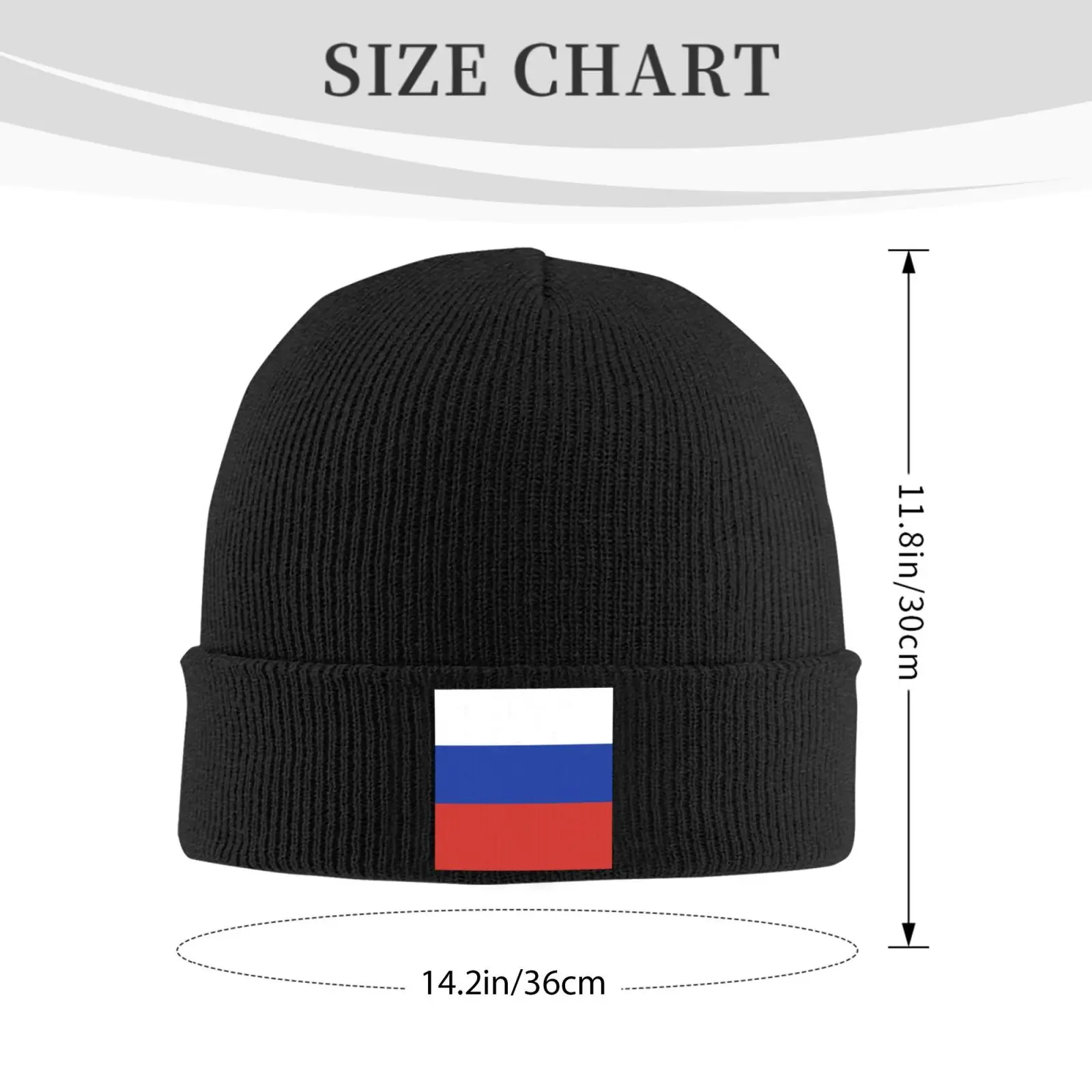 Flag of Russia Pattern Beanie Hat Funny Winter Cap for Men Women Warm Black Knit Skull Cap Hand Washable Cold Weather Gift