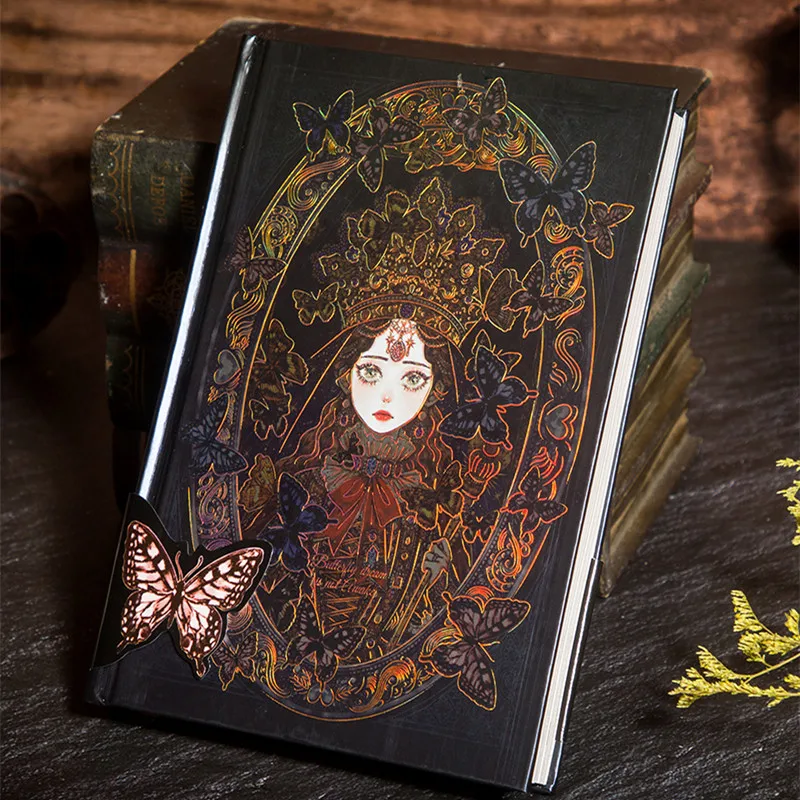 Gothic Retro Handbook Notebook Girls Hand-painted Bronzing Color Hardcover Daily Planner Student Stationery Gifts Office Supplie