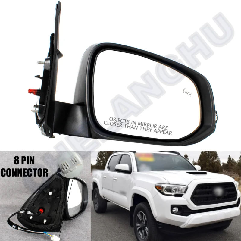 

Mirror Assembly For Toyota Tacoma 2016 2017 2018 2019 2020 2021 US Right 8 Pins White Heated Power Adjust Blind Spot Power Fold