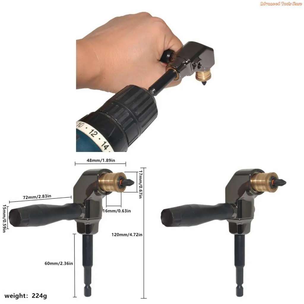 90-degree Right-angle Screwdriver Hand Electric Drill Corner Device Turning Bit Screwing Corner for Narrow Working Areas W91B