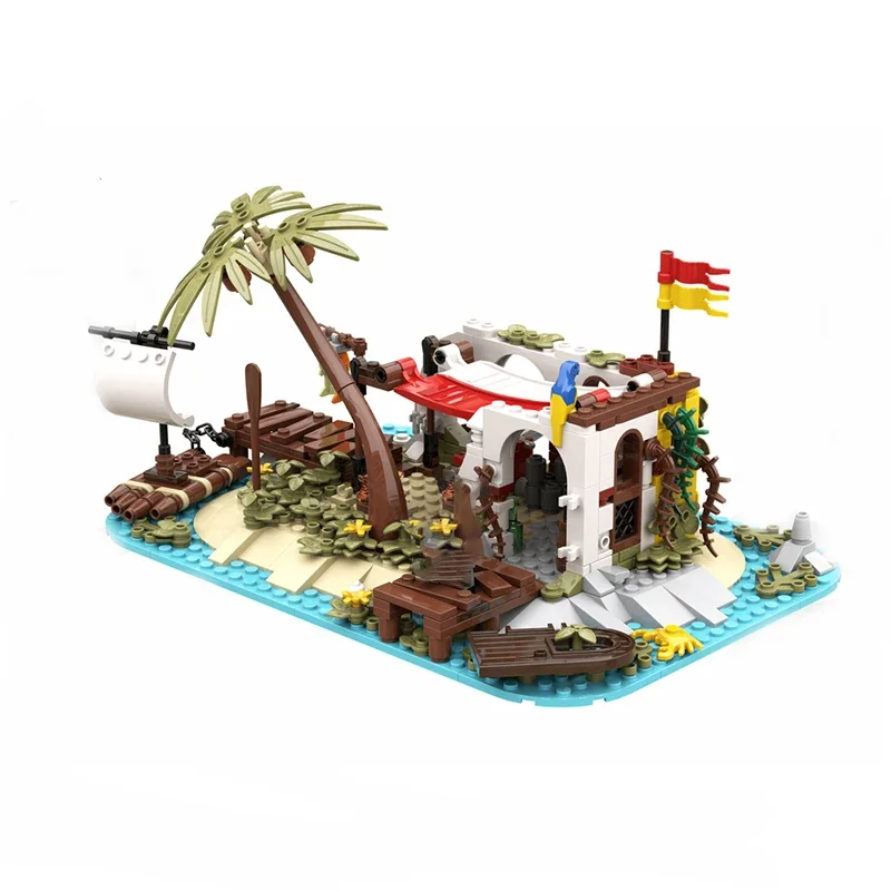 506PCS Moc Middeleeuwse Piraten Serie Steve's Schuilplaats Fortress Piraat Barracuda Bay Modulaire Bouwstenen Bricks speelgoed aanwezig