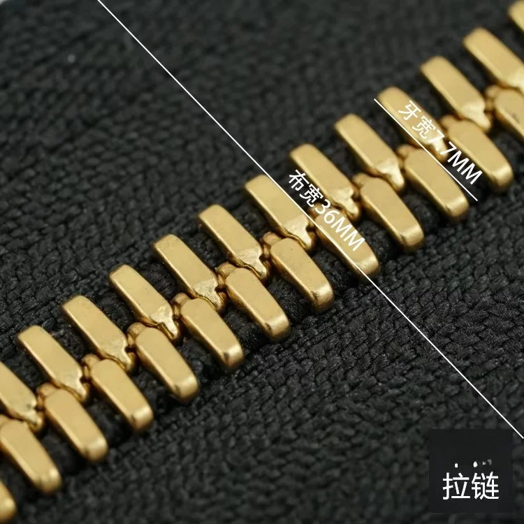 (20m 10 m) No.8 diente de maíz alta gama mate oro cobre Metal cremallera larga Compatible con bolso cuero Excella