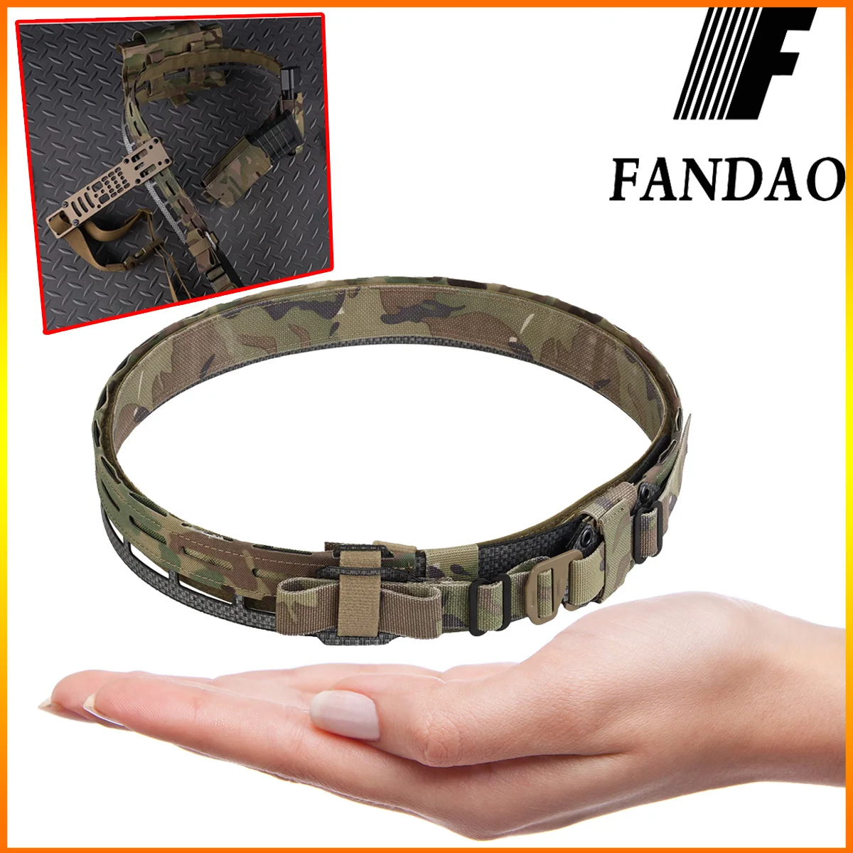 FANDAO Lightweight tactical camouflage belt Release Padded Molle System Men 1000D Nylon Webbing Alloy belt for Outdoor Hunting