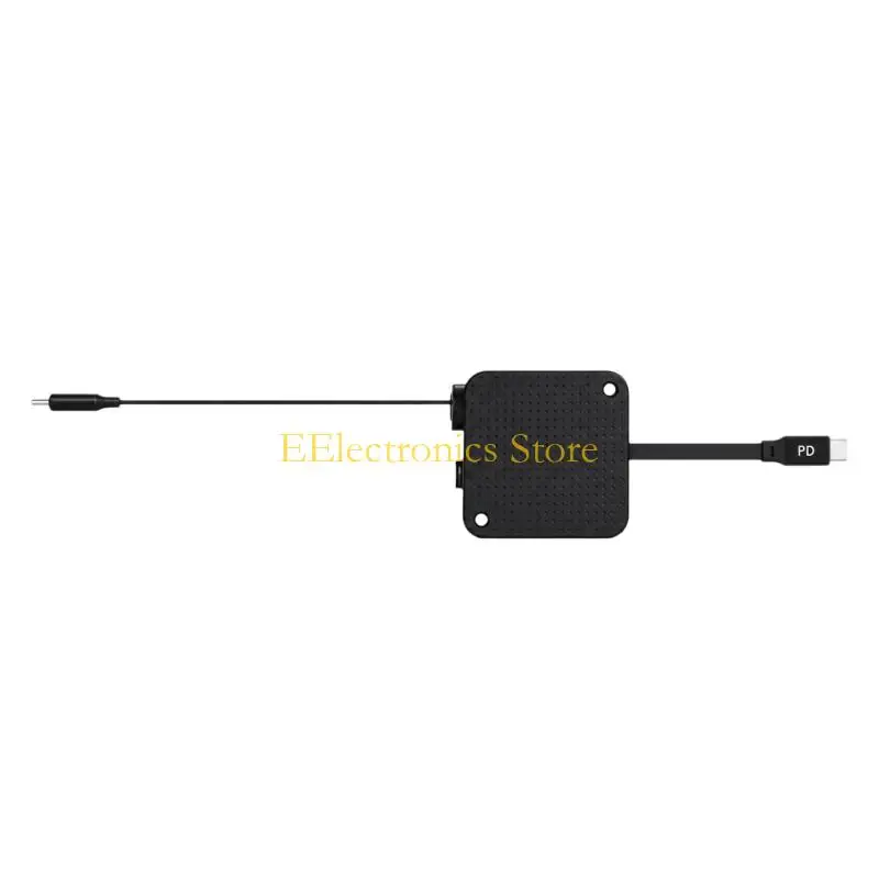B03C Rounded Charging Cable Housing for Desktop Placement, Type C-to-C Connectors with 100W Output, Head and Pull-Out Return