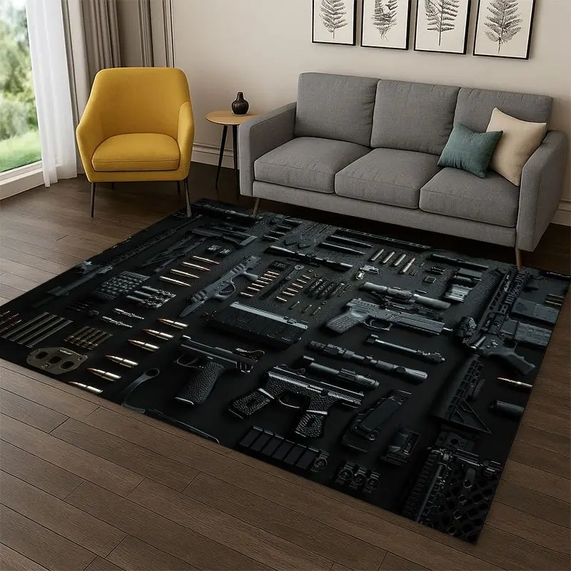 Gun Pistol Ammunition Bullet Cartridge Carpet Rug for Bedroom Living Room Sofa Playroom Doormat Home Decor,Area Rug Non-slip