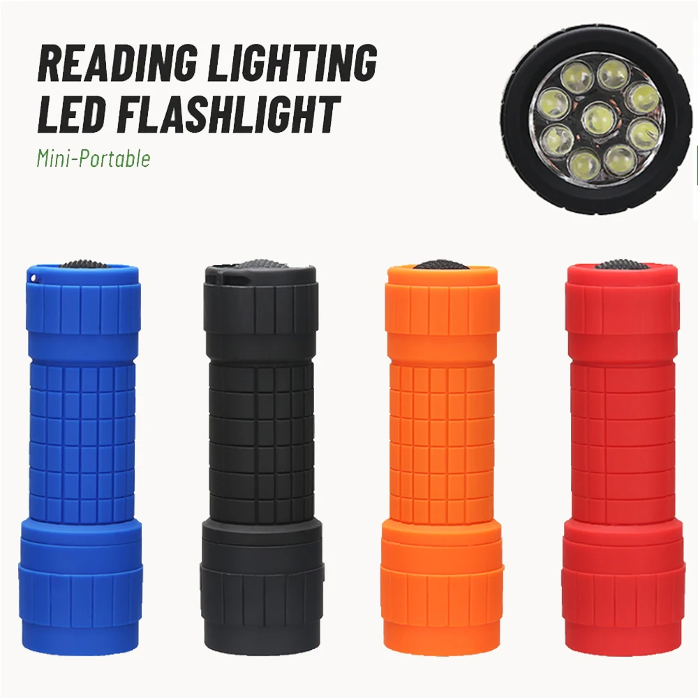 Mini Portable Children's Flashlight Nine XPE Lamp Beads Strong Lighting Using 3 NO.7 Batteries Fixed Focus Pocket Outdoor Torch