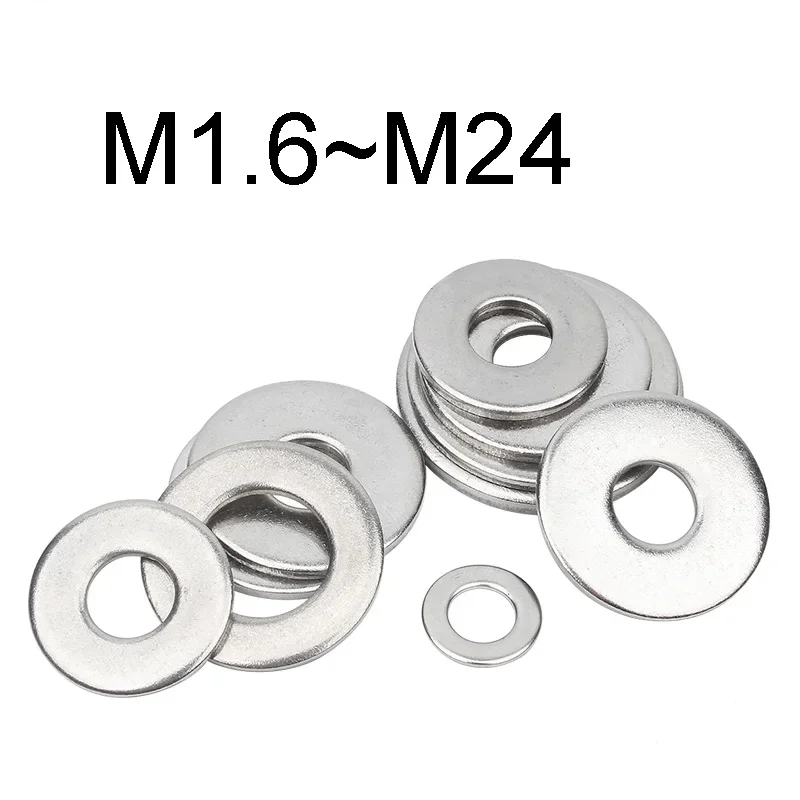 1~50PCS 316 Stainless Steel Flat Washer M1.6 M2 M2.5 M3 M4 M5 M6 M8 M10 M12 M14 M16 M18 M20 M22 M24 M27 M30 Seal Washers