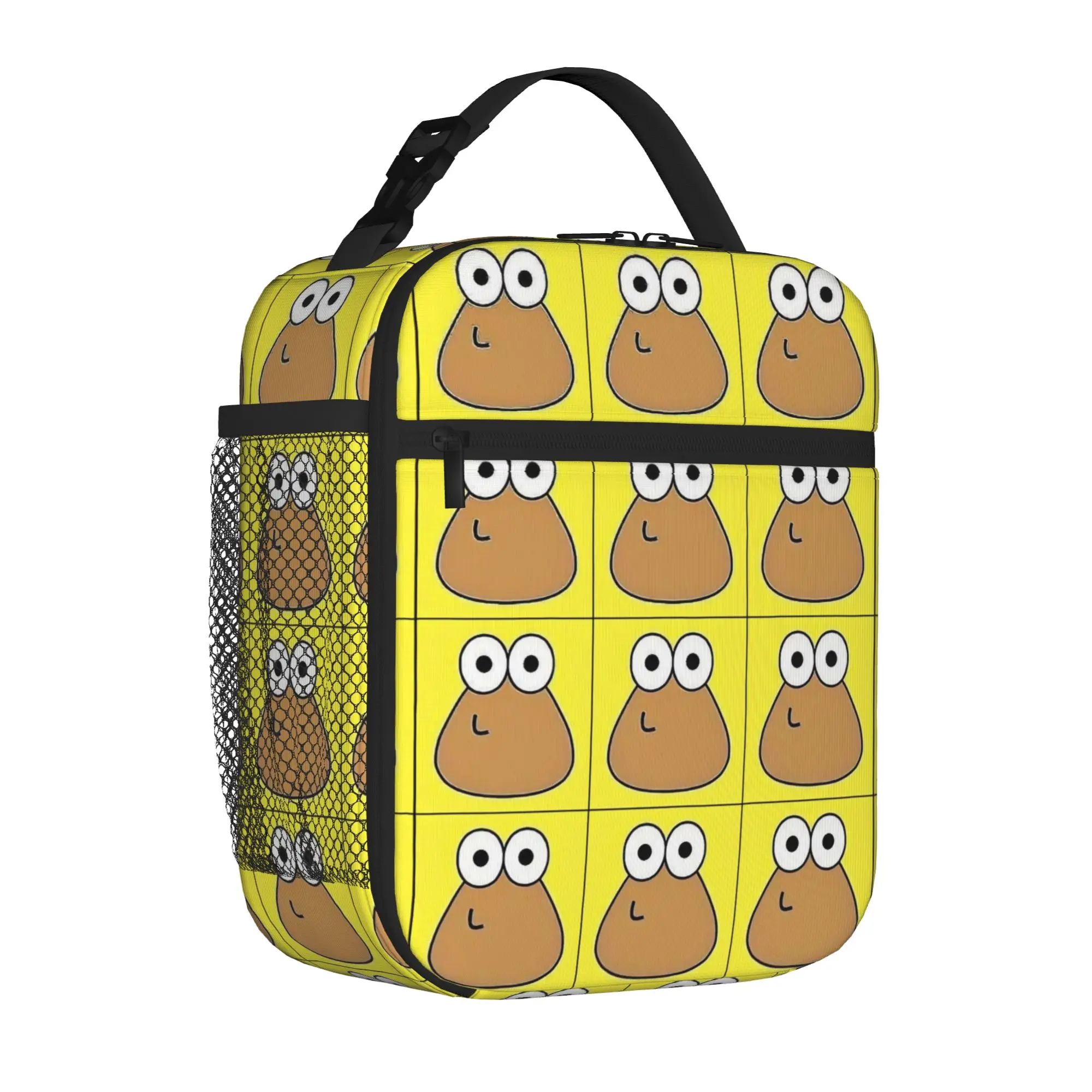 Virtual-Alien Pet P-Pou Insulated Lunch Tote Bag for School Office Cartoon Game Portable Thermal Cooler for Men Women Bento Bags
