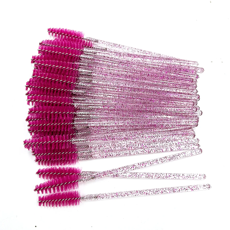 50Pcs Disposable Crystal Eyelash Brush Mascara Wands Applicator Diamond Makeup Brushes for Women Eyelash Extension Tool Makeup