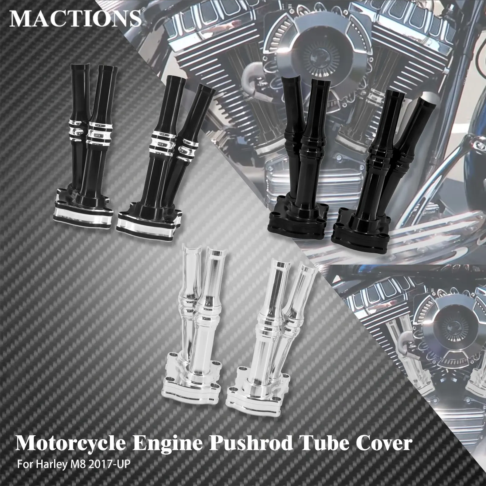 Motorcycle Engine Pushrod Tube Cover For Harley Touring Road King FLHR Lifter Block Cover For Softail Breakout FXDB Fat Boy17-Up