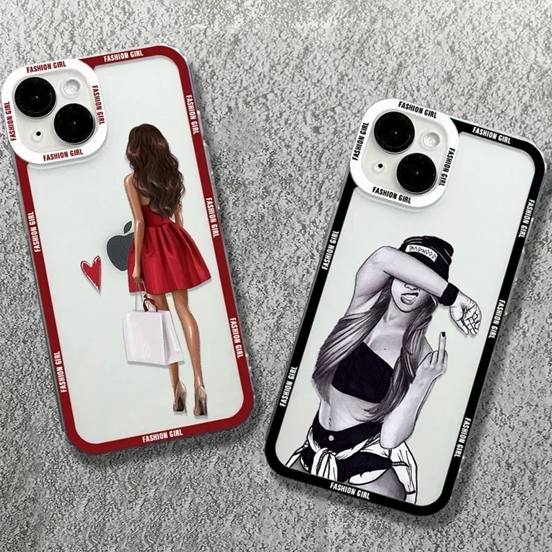 High Fashion Style Sexy Girl Phone Case For Xiaomi Redmi Note 12 13 Pro Plus 5G 12S 12 11S 11 10S Redmi 12 13C Clear Back Cover