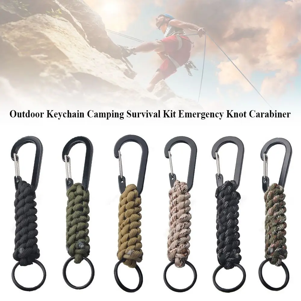 High Quality Aluminum Alloy Outdoor Keychain 15cm 6 Colors Camping Survival Kit Emergency Knot Carabiner Outdoor Tool