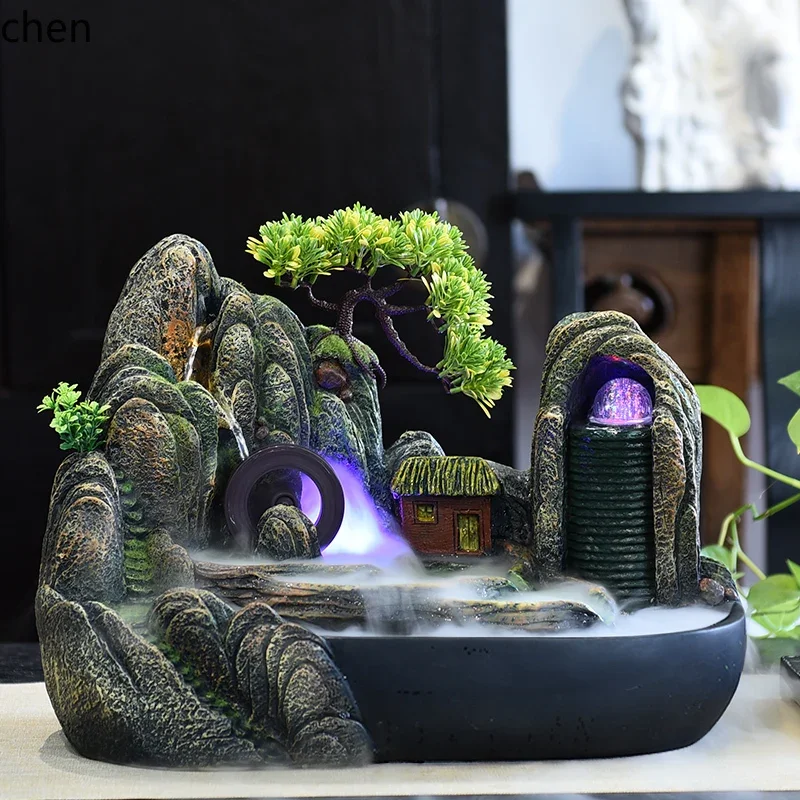 Alpine Flowing Water Fountain Ornament Rockery Circulating Water Desktop Bonsai Living Room Transfer Ball LandscapingN2