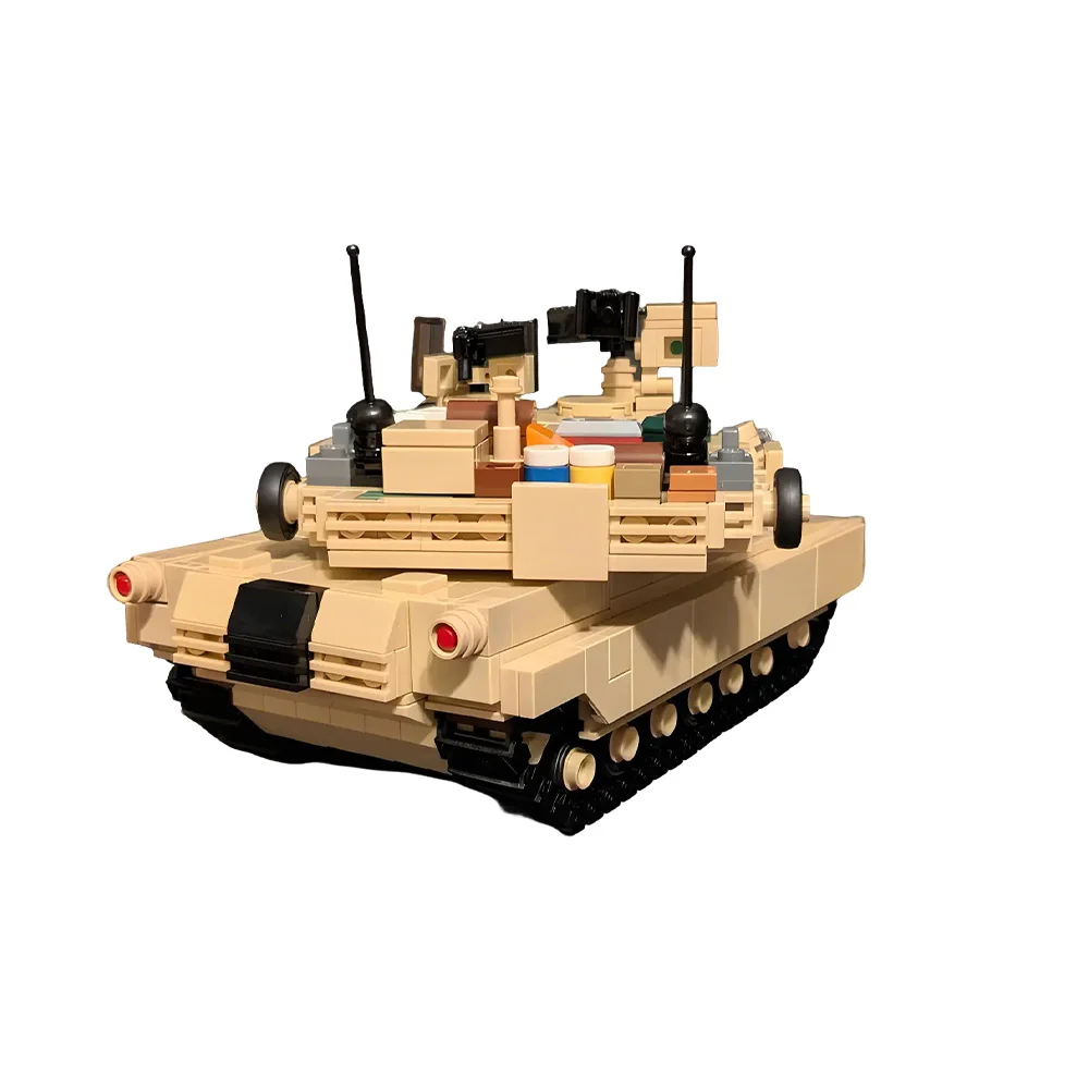 MOC M1A2 Abrams Building Blocks Military Combat Vehicle Light Brown Tank Bricks Toy Adult Gift for Family Friend