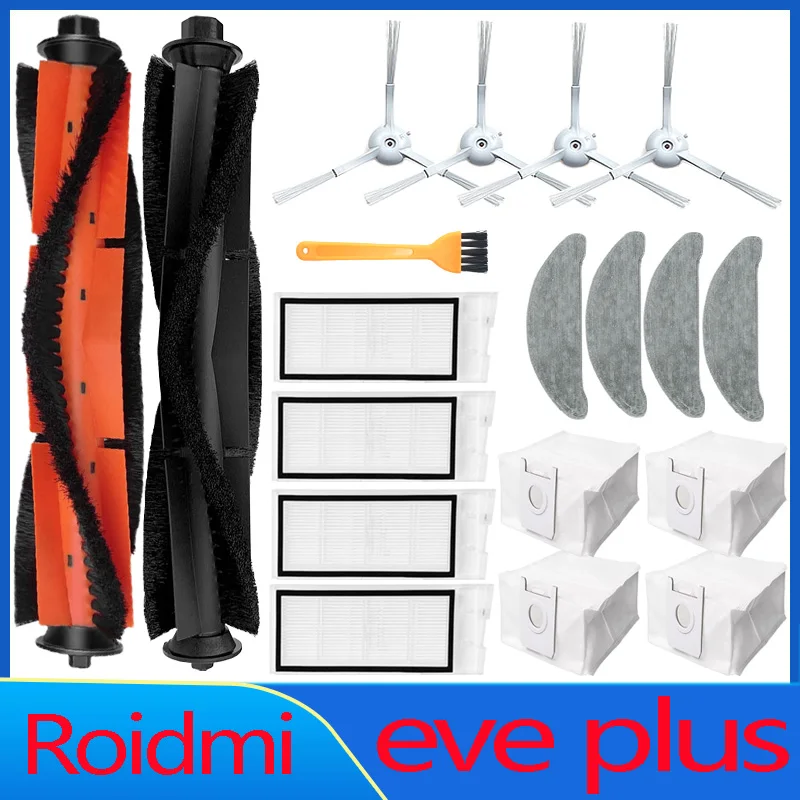 For Xiaomi Roidmi Eve Plus SDJ01RM Main Side Brush Hepa Filter Mop Dust Bag Robot Vacuum Spare Parts Accessories