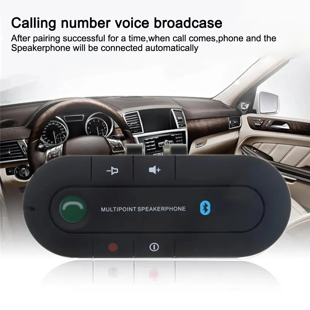 Speakerphone 4.1+EDR Wireless Bluetooth-compatible Handsfree Car Kit MP3 Music Player USB Power Audio Receiver Sun Visor Clip