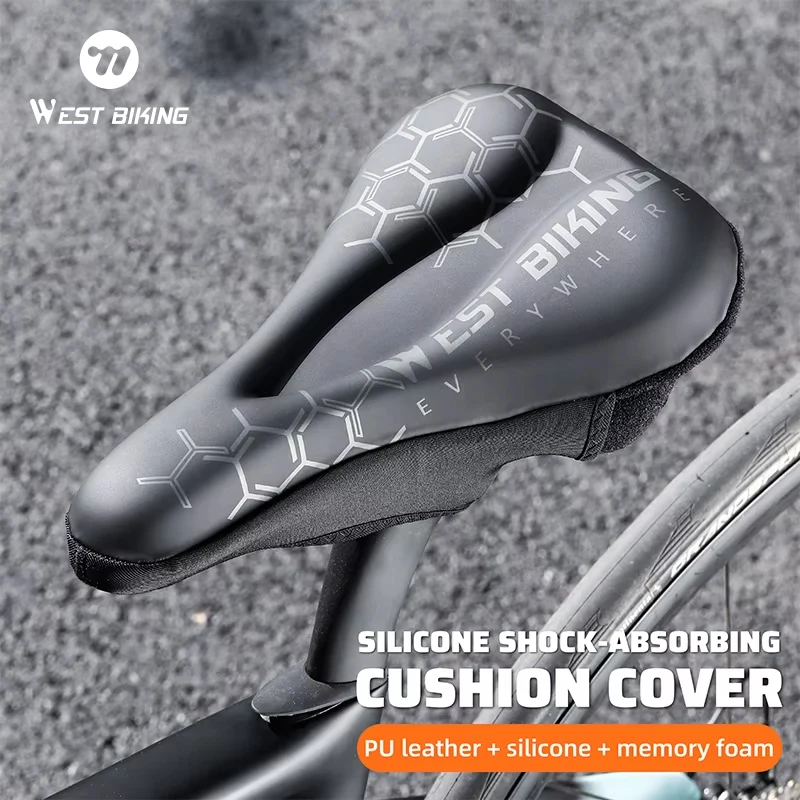 

WEST BIKING удобный чехол на седло гель + пена с эффектом памяти мягкая подушка для сиденья дорожного велосипеда кожаный водонепроницаемый велосипедный нескользящий чехол на сиденье