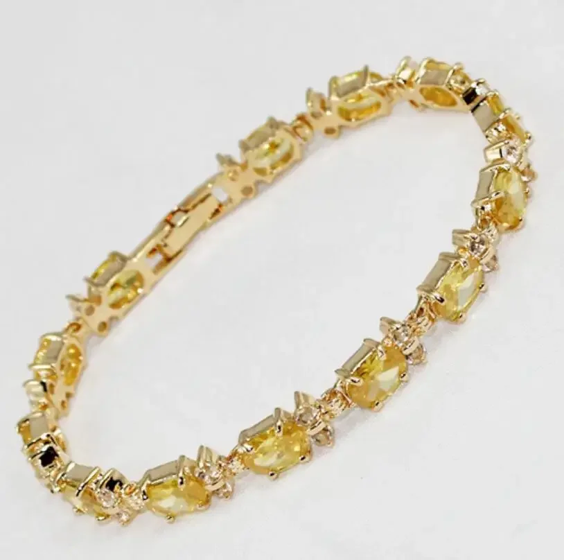 

Женский модный позолоченный квадратный желтый браслет с цирконом
