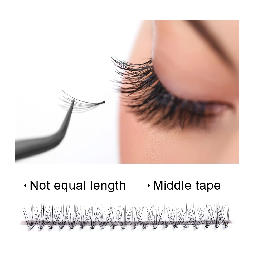 10D 6-15mm Natuurlijke Zwarte Kleur DIY Cluster Wimpers Model Tape Individuele Lash Makeup Tools Zacht Gemakkelijk te Bedienen Wimpers