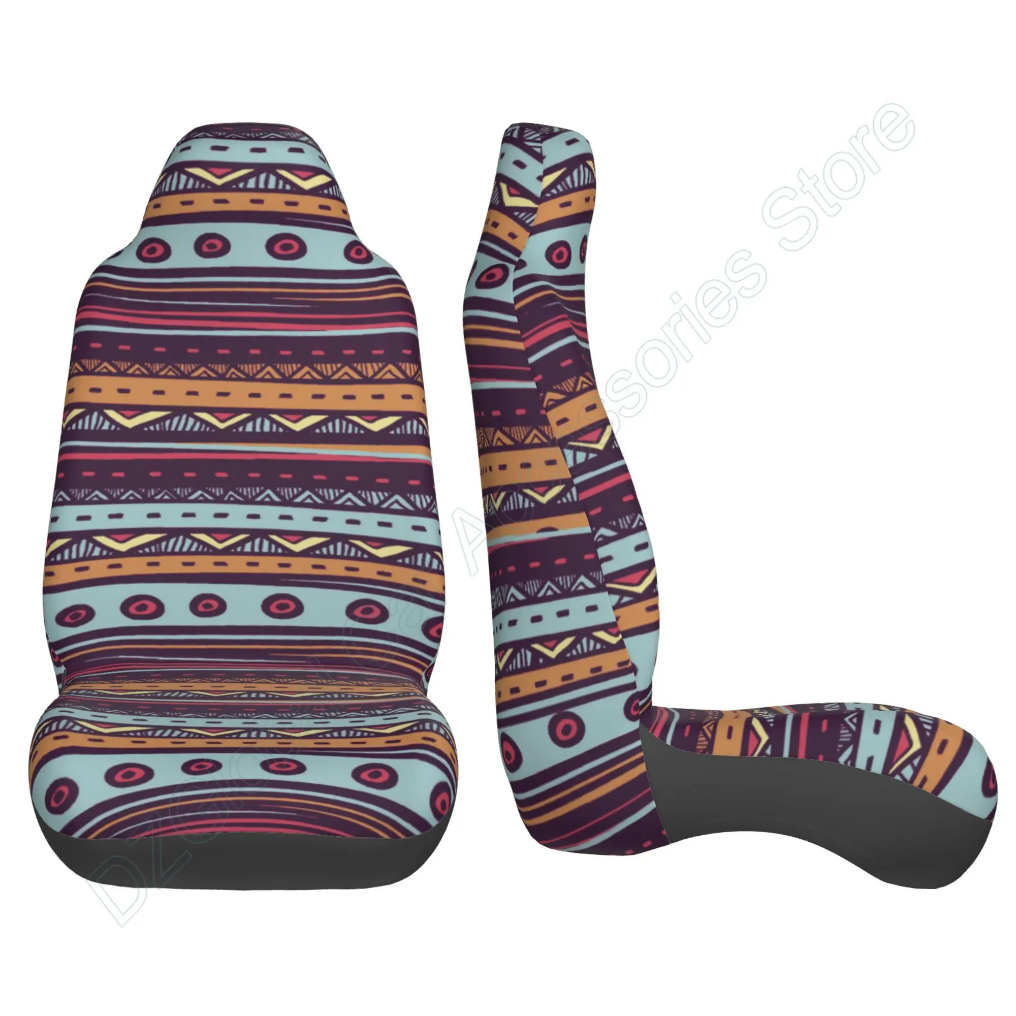 Colorful Stripe Seat Cover Baja Saddle Blanket Weave Universal Bucket Seat Cover Set of 2 Aztec Pattern Car Seat Cover Set