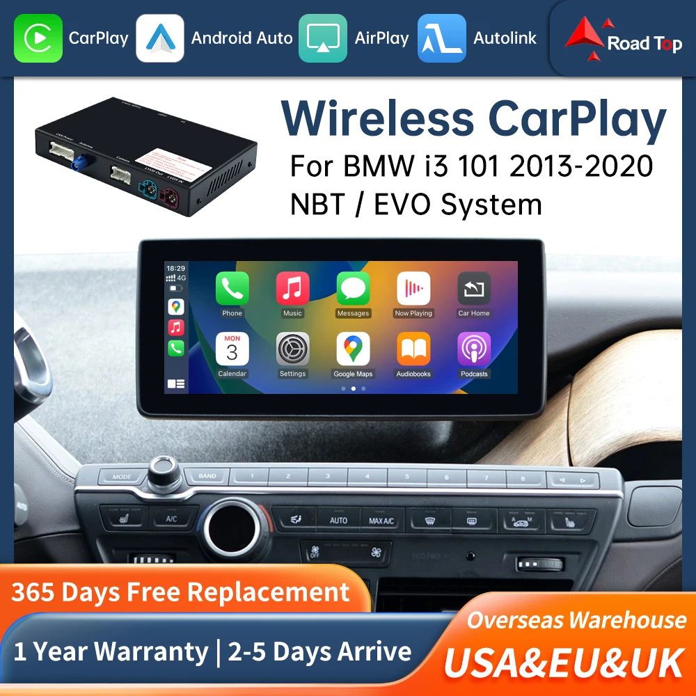 Road Top Wireless Carplay Decoder Interface For  BMW i3 I01 NBT System 2012-2017 With AirPlay Mirror Link Car Play Android Auto
