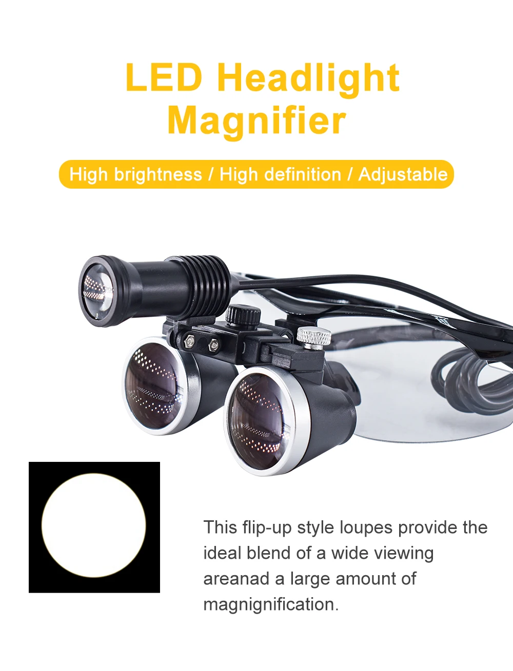 Dentistry Binocular Magnifier 2.5X 3.5X Ultra-lightweight Optical Loupes 320-420mm Magnifying Glass With Wireless 5W Headlamp