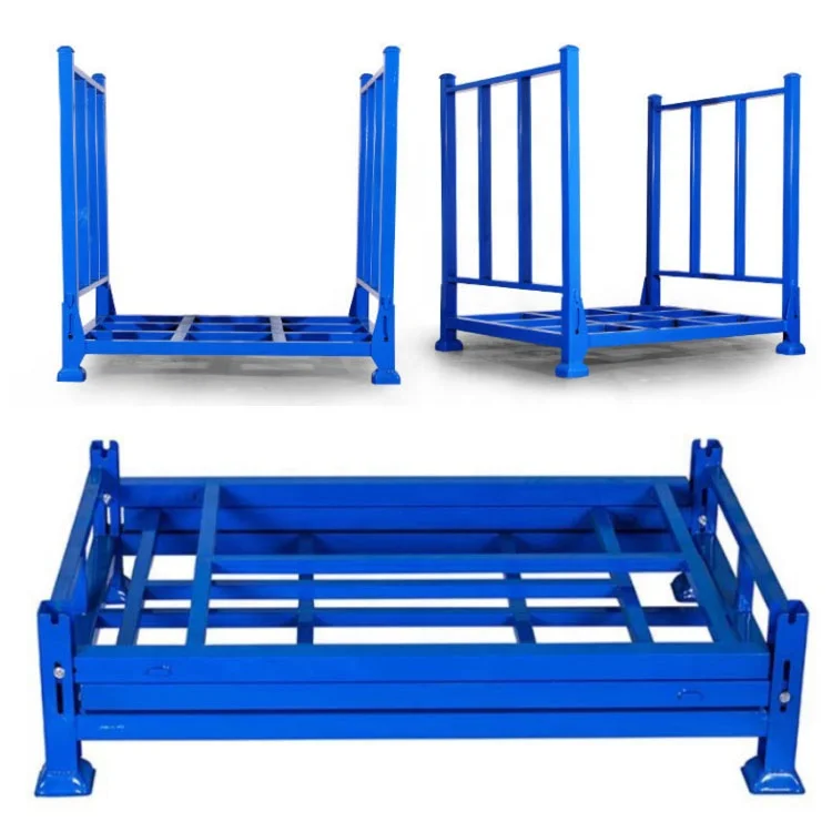 Warehouse Collapsible Mobile Roll Fabric Textile Cage Rack Stillage Pallet Frame