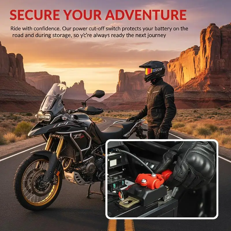 12V Universal Motorcycle Battery Disconnect Switch Waterproof Power Off Protection for E-Scooter Dirt Bike ATV