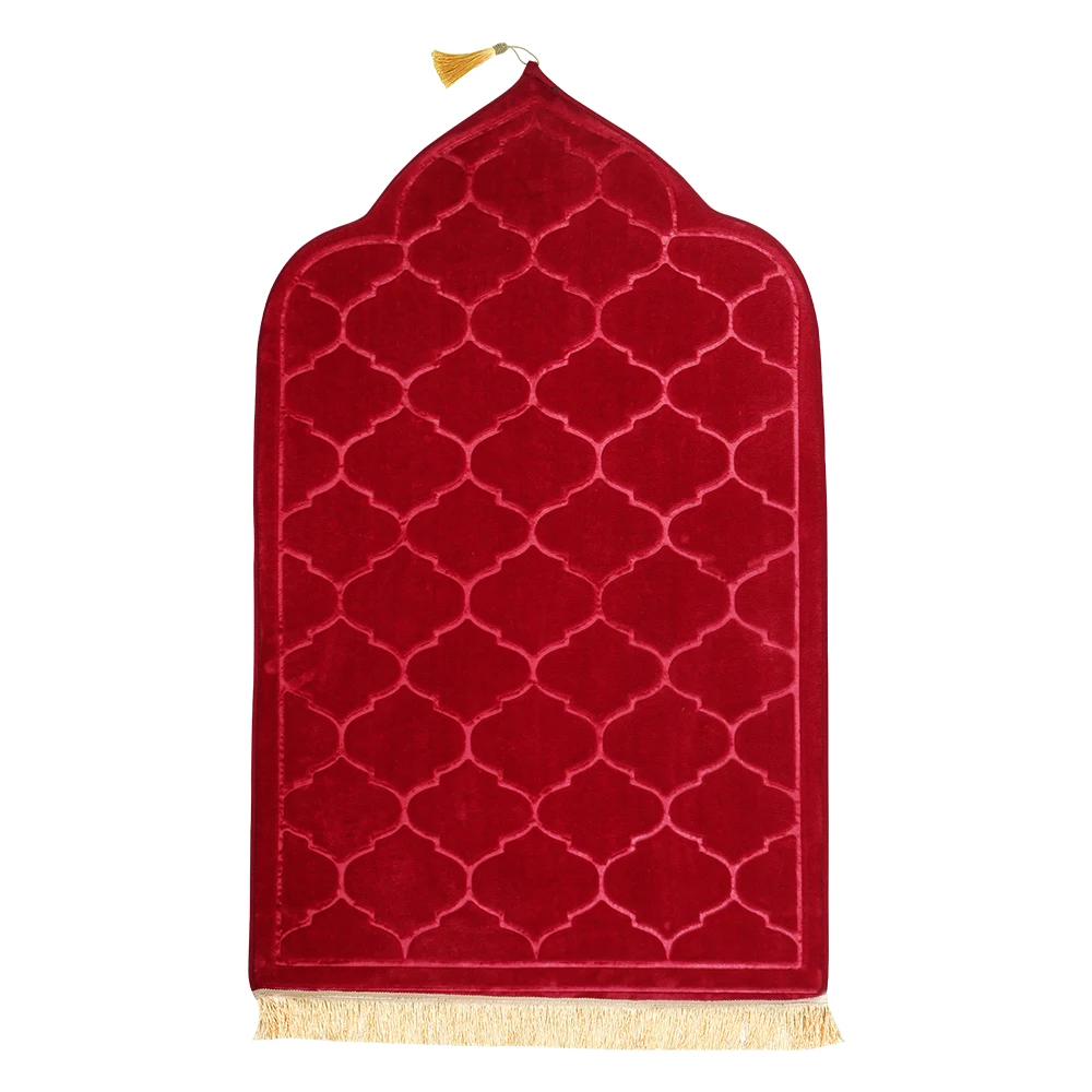 Travel Prayer Rug Non-slip for Muslim Ramadan Flannel Carpet Worship Kneel Embossing Floor Carpets Portable Prayer Mat Soft