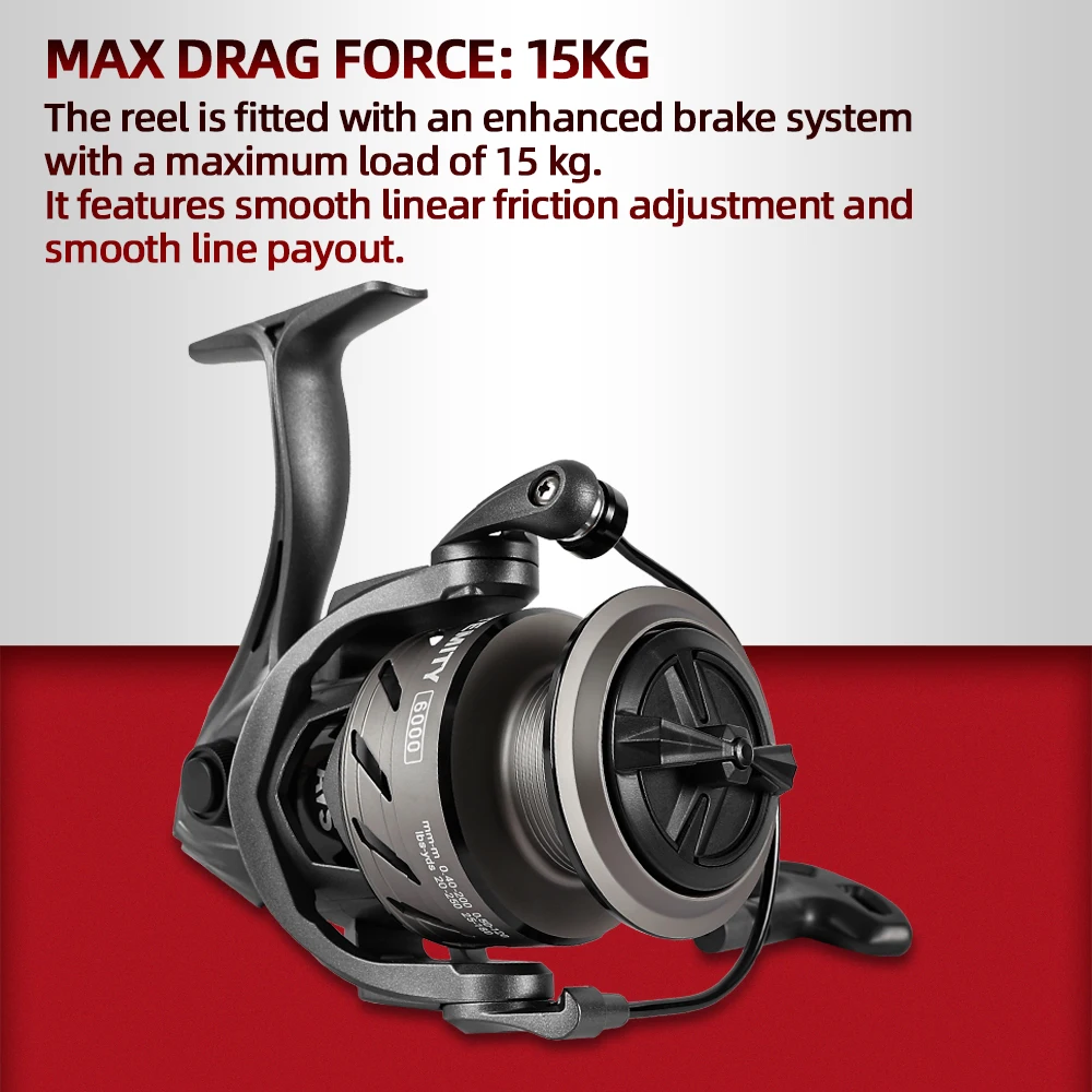 MIFINE ETEMITY SPINNING REEL Max Drag 15KG Gear Ratio 5.2:1 4+1BB for Trout Perch Carp Fishing Left Right Freshwater Saltwater