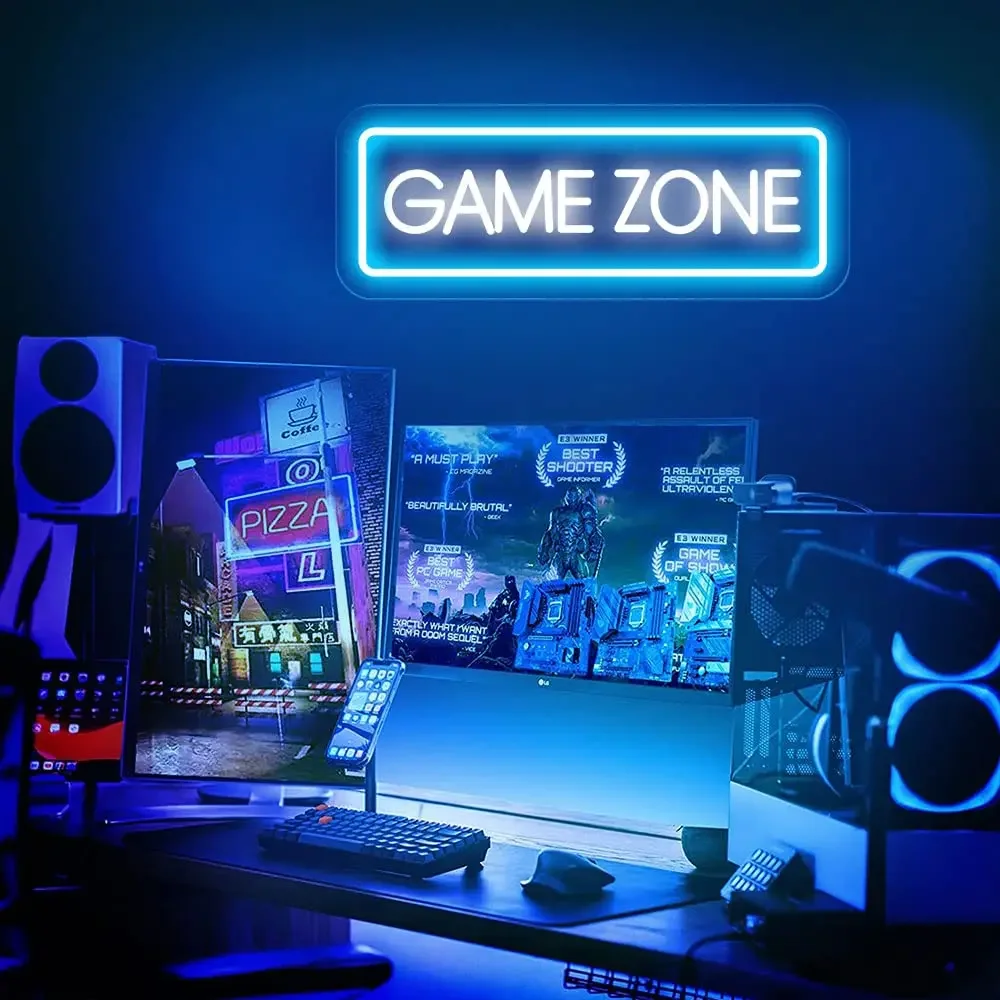 Imagem -03 - Sinal de Neon Personalizável para Gamer Room Decor Game Zone Gaming Light Led Light Presentes para Gamer Wall Decor