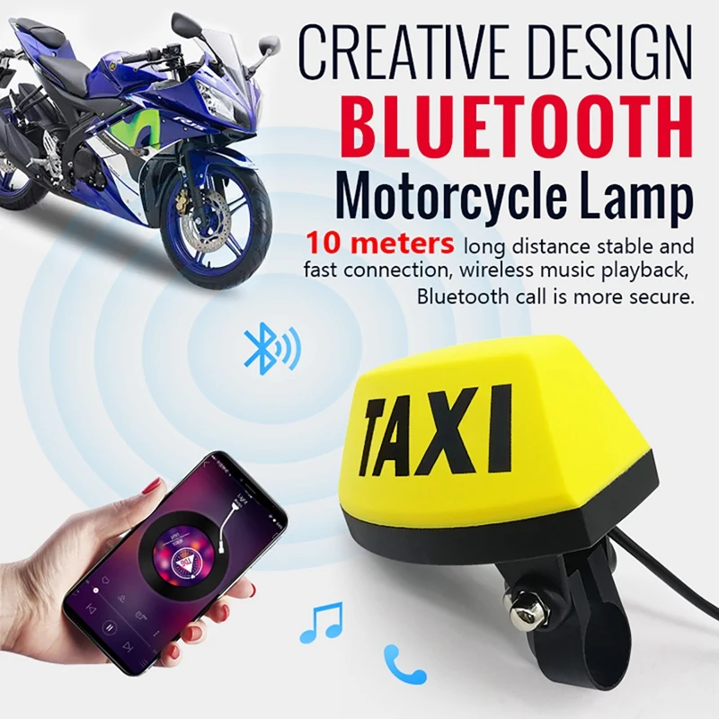 LED Lamp Rechargeable & Audio Bluetooth Speaker Warning Handle Lamp For Motorcycle 12V