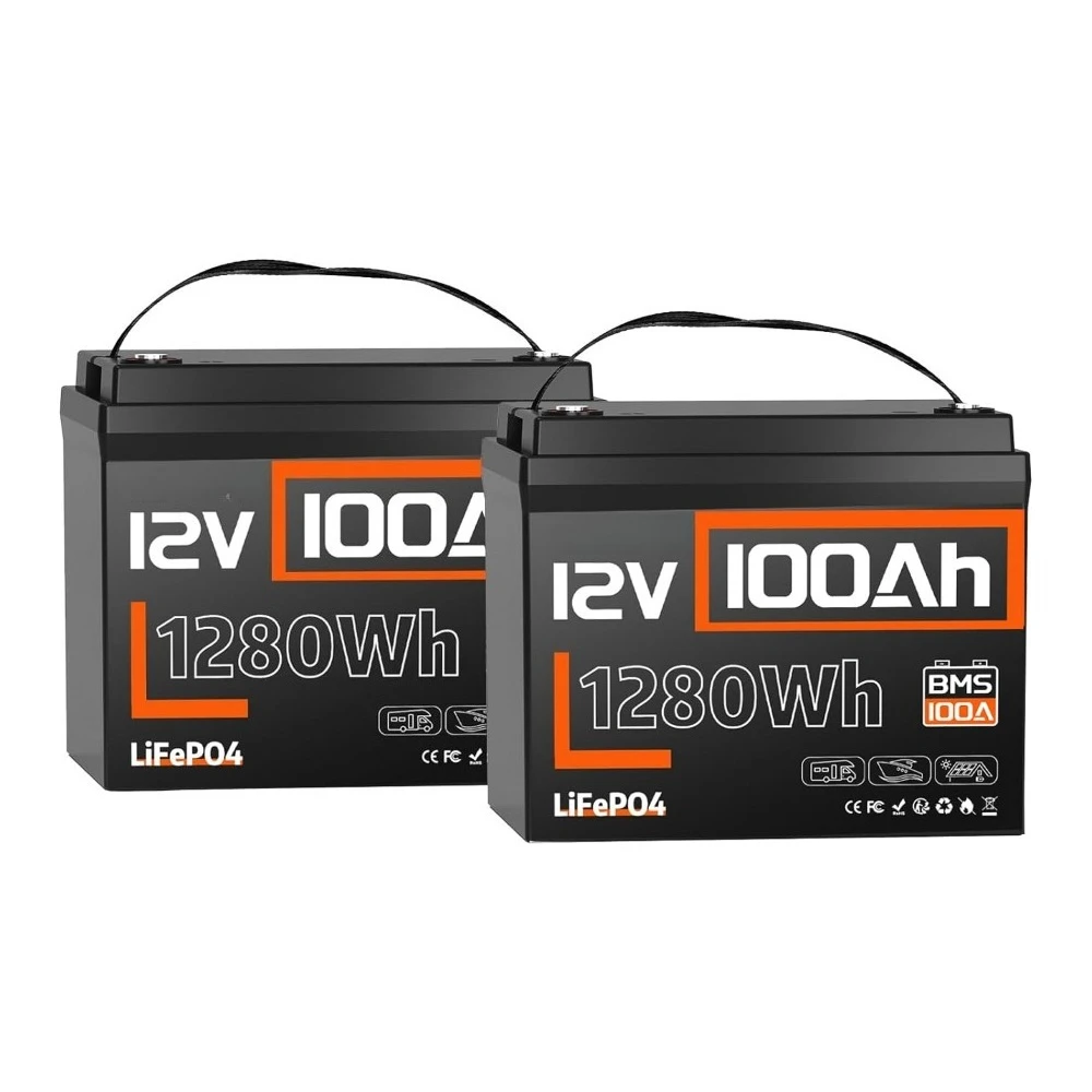 

12V 100Ah LiFePO4 Lithium Battery with Built-in 100A BMS Group 24 Size 1280Wh for Marine Customized Deep Cycle