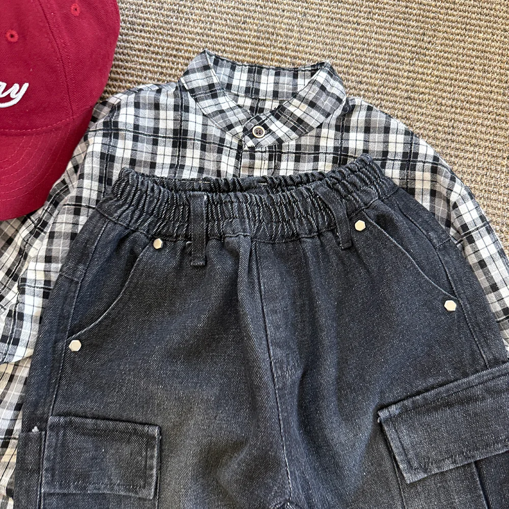 سراويل الأطفال للربيع والخريف سراويل العمل الكورية الرجعية كاجوال يومية متعددة الاستخدامات ملابس عصرية وأنيقة