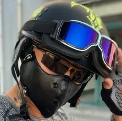 Punk Black PU Leather cotton  winter Masks New Cool Men Fashion Motorcycle  Rock Face Mask Hip-hop Halloween party Masks