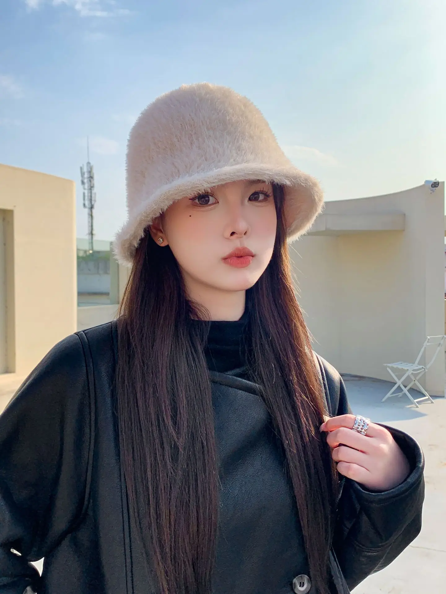 

Модная теплая плюшевая панама в японском стиле для женщин, рыбацкая шляпа-тазик с солнцезащитным козырьком, защита ушей, уличная осень-зима