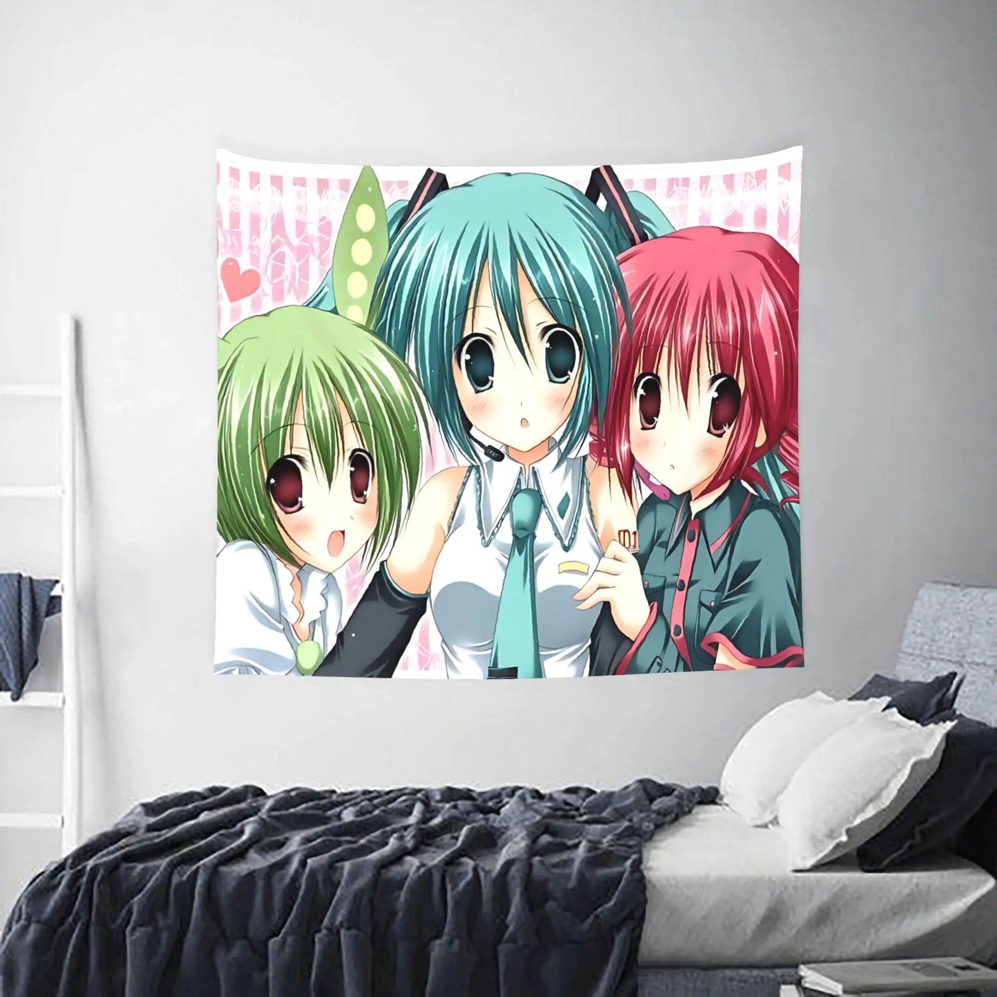 Customized Hatsune Miku cutecore Tapestry Bedroom Decoration  Wall Hanging Blanket Tapestry Cool Stuff For Room