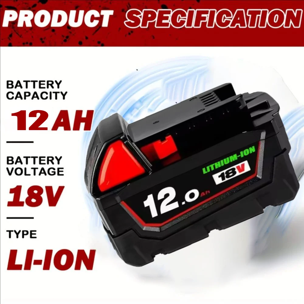 

For Milwaukee M18 Battery 5000mAh/12000mAh 18V Rechargeable Battery For Milwaukee Tool M18B5 XC 48-11-2402 48-11-2411 2604-22