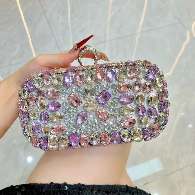 

Women's Crossbody Handbag Sparkling Diamond Clutch with Colorful Rhinestones Chain Elegant Design for Party Wedding Evening