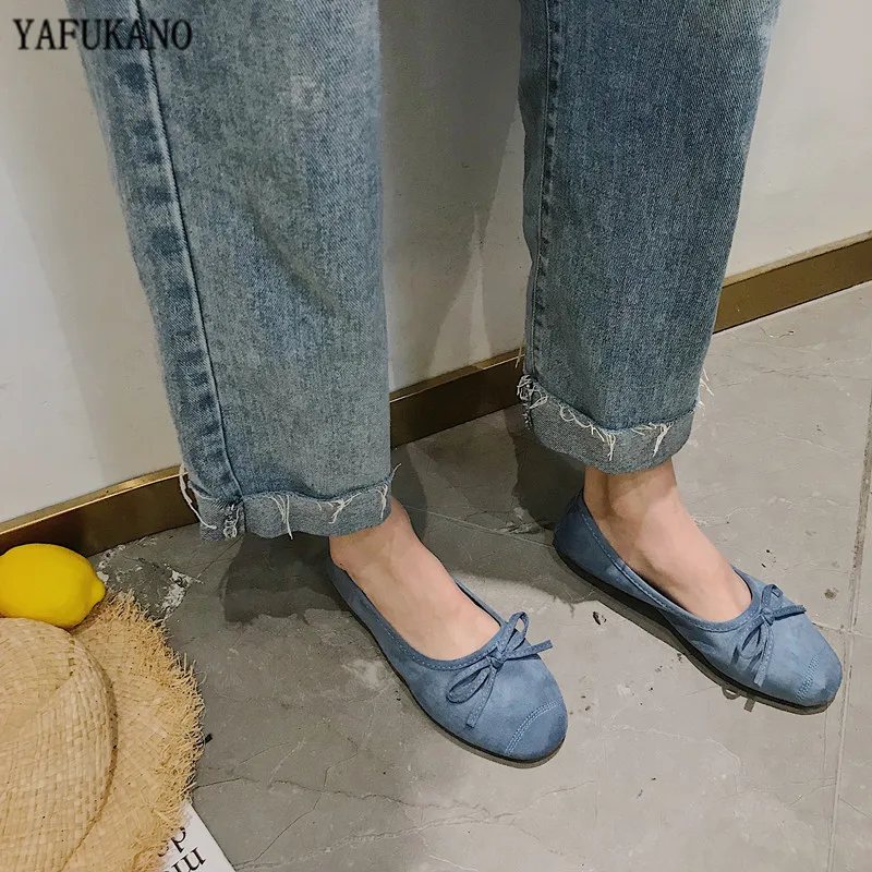 Fashion Suede Bow Decor Flat Shoes Retro Square Toe Casual Single Shoes Comfort Soft-Soled Ballet Flats Shoes