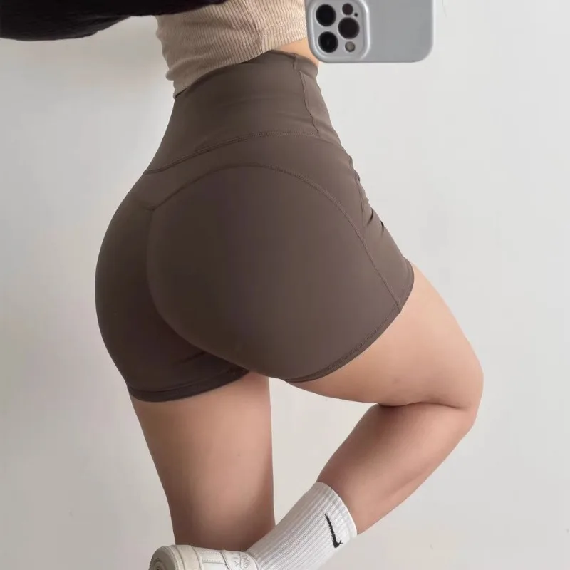 

Женские бесшовные шорты для йоги с высокой талией, корректирующие фигуру, с боковыми карманами для фитнеса и бега