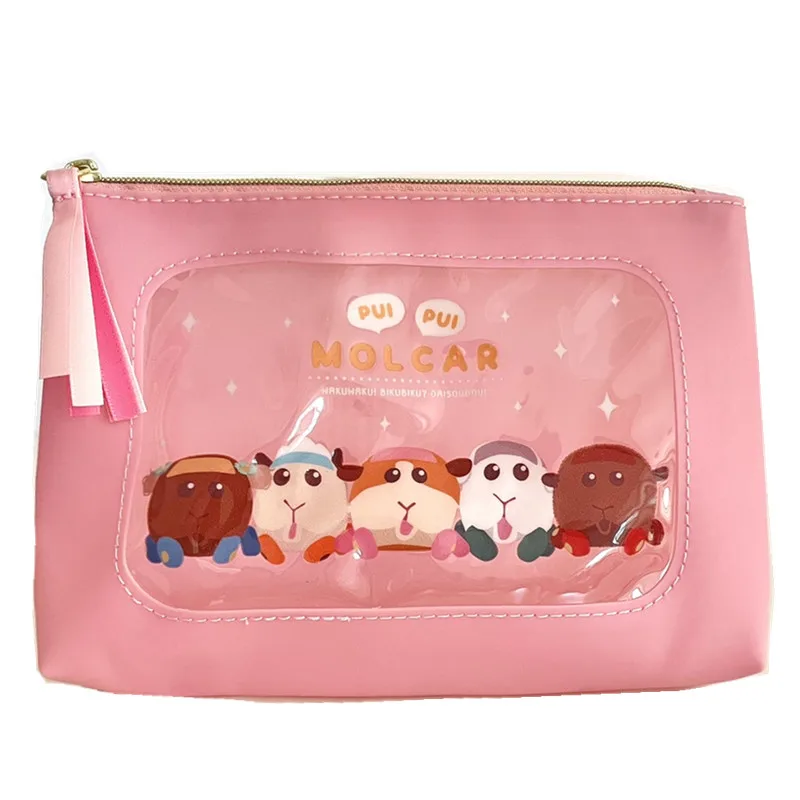 

New Kawaii Cute Anime PUI PUI Molcar Mouse Children Girls PVC Make up Cosmetics Cases Bags For Women