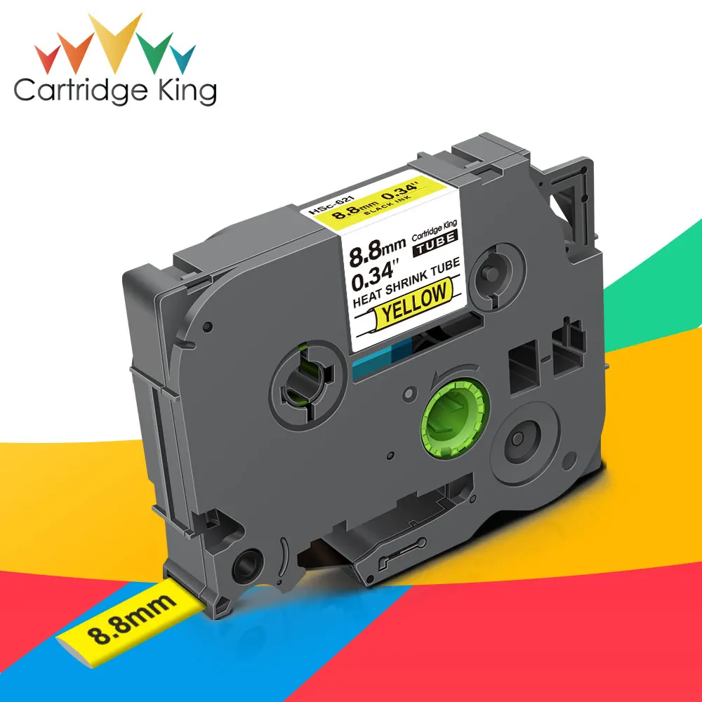 Cinta de etiquetas de Tubo termorretráctil HSe621 HSe 8,8 HSe-621, Compatible con Brother, Ptouch PTE300VP, PTE500, PTE550WVP, 621mm