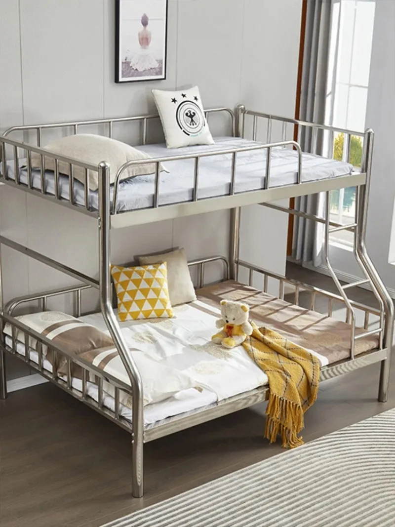 304 stainless steel bunk bed double layer high and low iron frame bed thickened and thickened for children and adults
