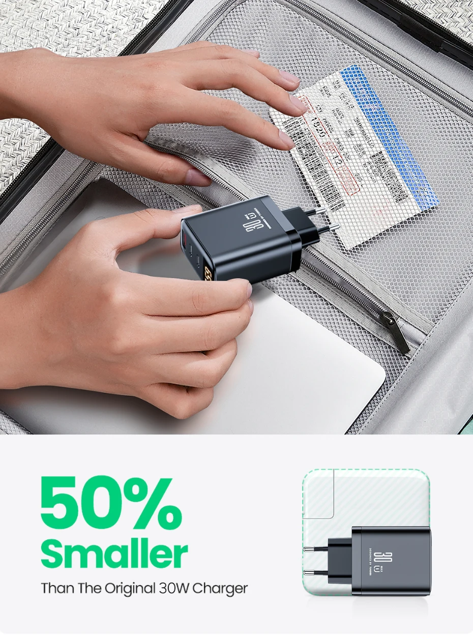 Tuodes 30W GaN USB Charger 3-Ports USB Type C Fast Charging PD3.0 Quick Charge Wall Adapter For iPhone 17 16 Samsung Xiaomi iPad