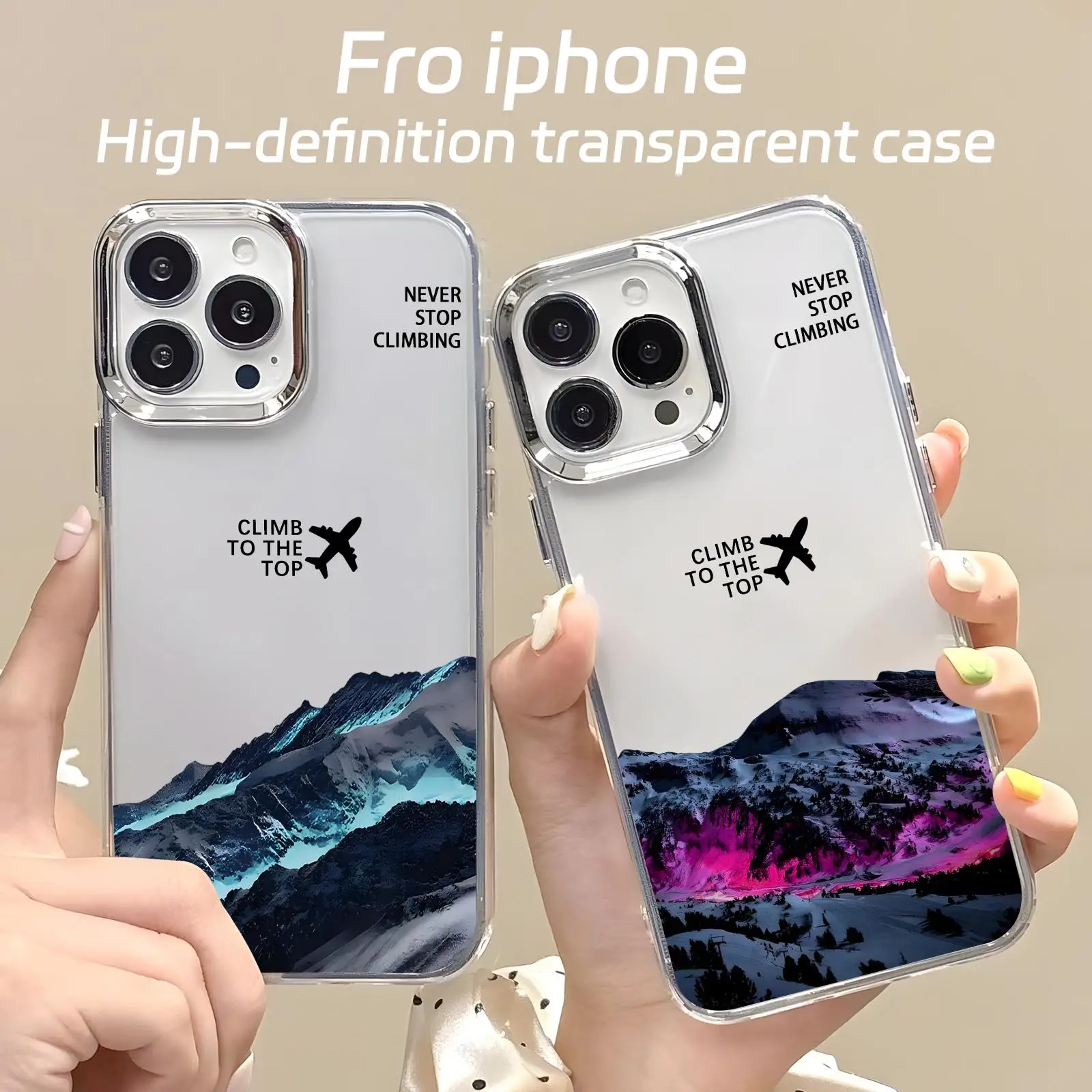 Climb to the Summit - Funda Protectora Transparente para iPhone 17, 16, 15, 14, 13, 12, 11 Pro Max, Estilo The North Face