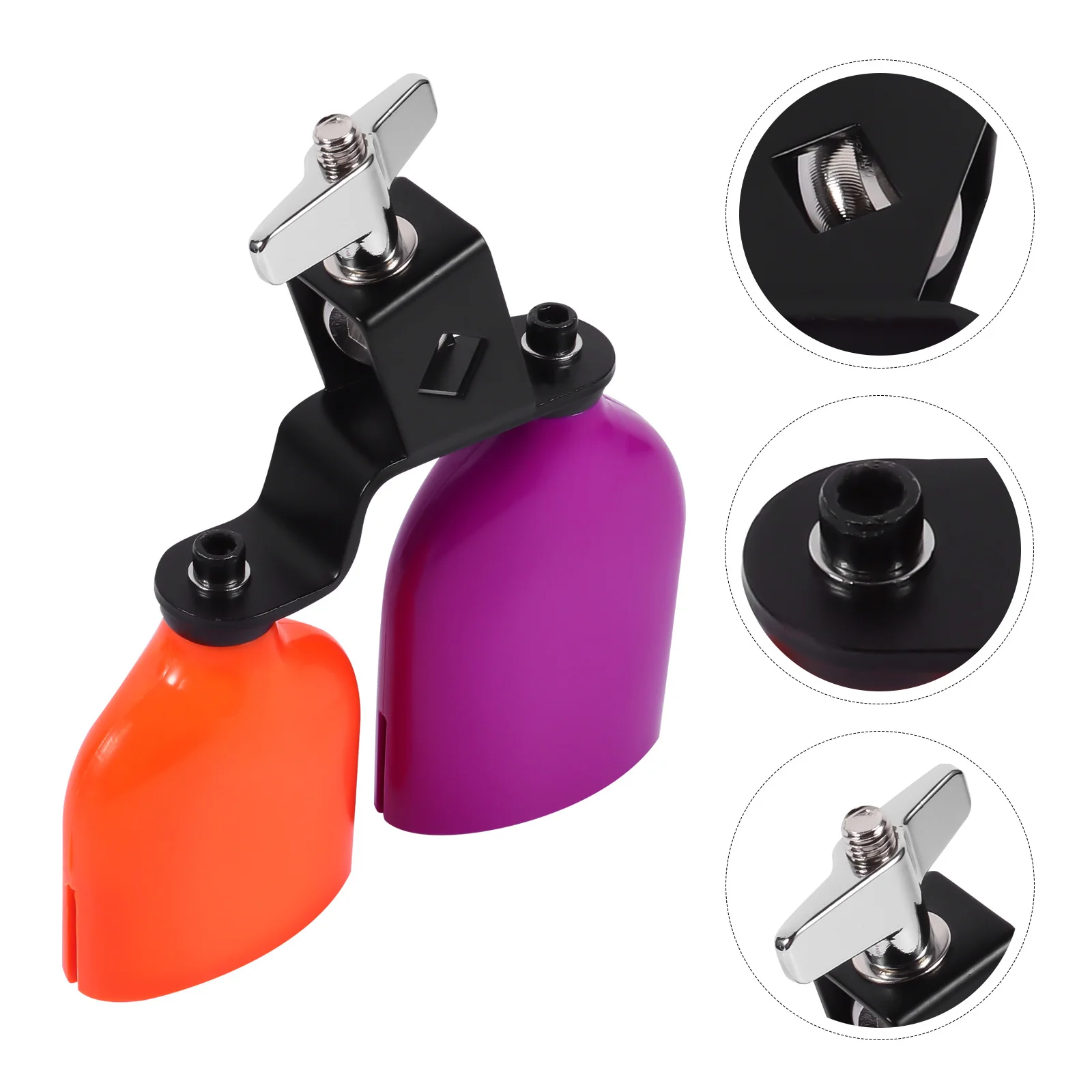

Double Mounted Cowbell Tone Percussion Instrument Bright Plastic Metal Bracket Accessory Adjustable