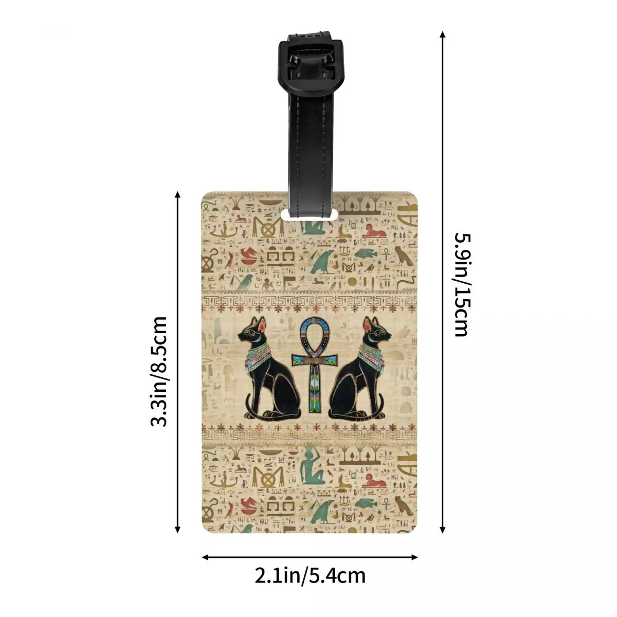 Gatos Egípcios personalizados e Ankh Cruz Bagagem Tag, Bagagem Tag, Cartão de Nome, Antigo Egito Privacidade Capa, Rótulo De Identificação Para Saco De Viagem, Capa Mala