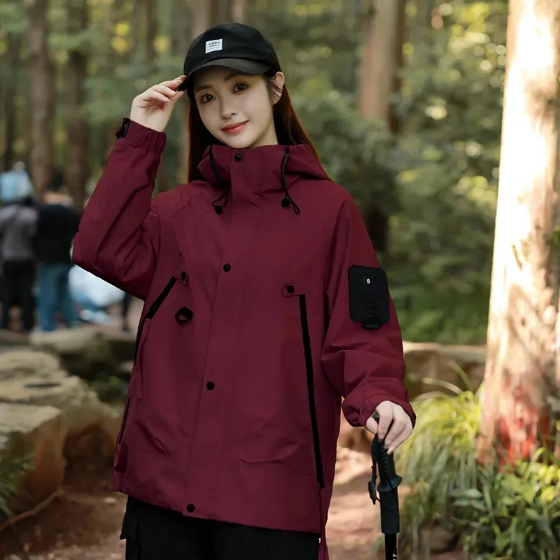 

Korean Ladies Leisure Hooded Jacket Spring Autumn Female Zipper Stormtrooper Coat 2025 Men Women Fashion Long Sleeves Outwear
