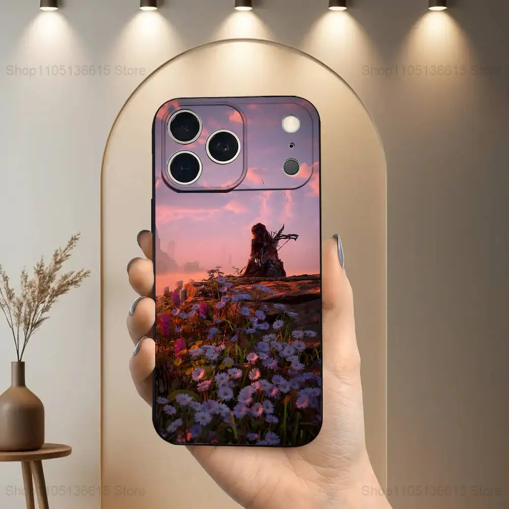 حافظة ألعاب H-Horizon Z-Zero D-DAWN لهاتف iPhone 17,16,15,14,13,12,11 Air,Plus,Pro Max,XS,X,XR,SE,Mini,8,7,غطاء أسود من السيليكون الناعم